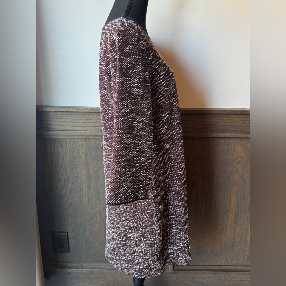 Ann Taylor Factory Marled Burgundy and Ivory Knit Dress Large - Picture 4 of 10